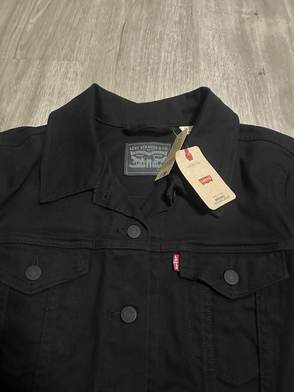 Levis Original Trucker Jacket Womens 2X Black Denim Plus Size New With Tags
